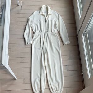 Varley Cream Zip-Up Jumpsuit